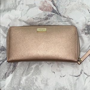 Kate Spade Rose Gold Zip Around Wallet